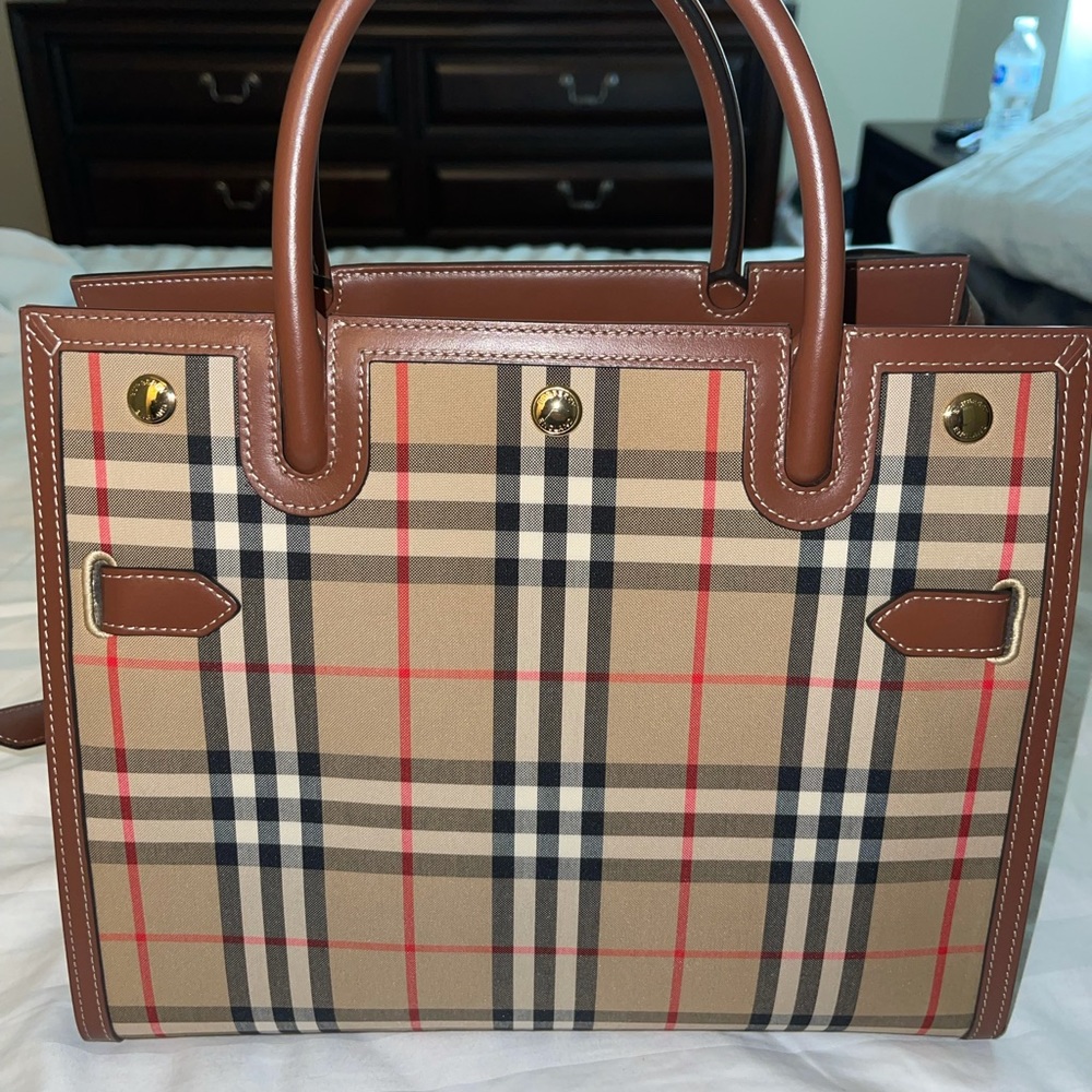 Burberry vintage check leather satchel